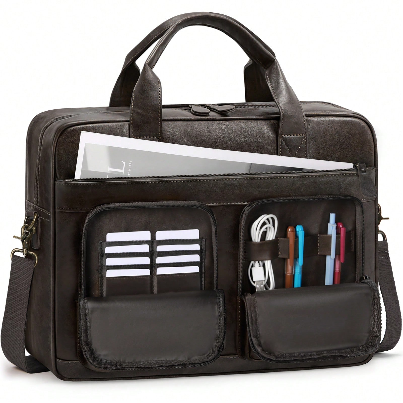 Leatherworking Classic - Vintage Messenger Bag For Men PU