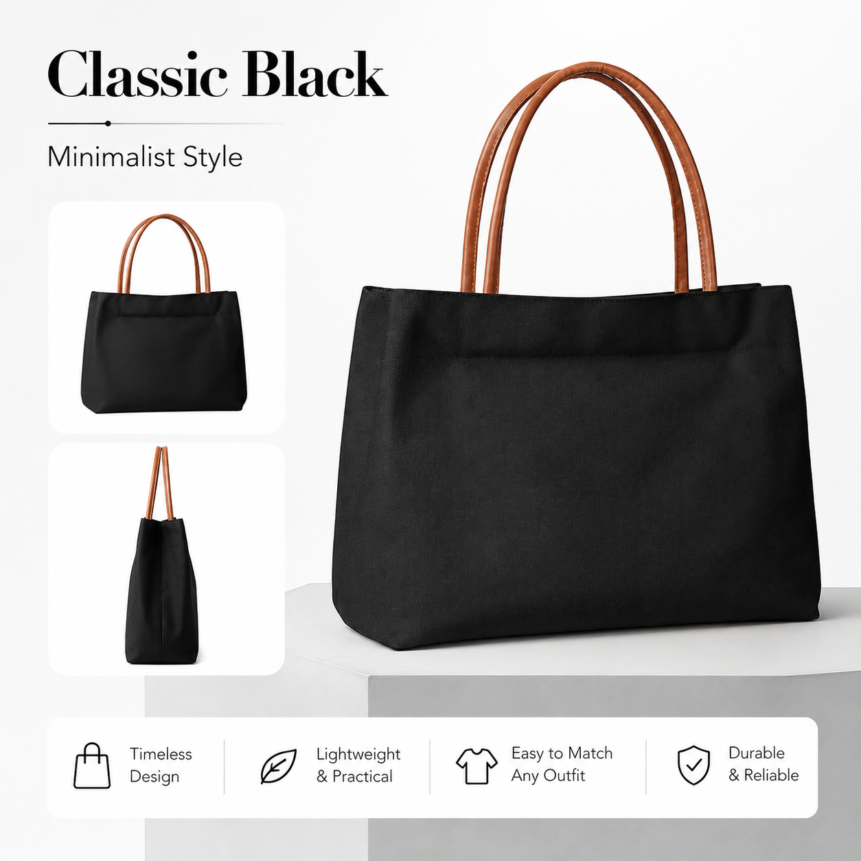 Leather Workshop - Minimalist Canvas Tote Bag Women Large
