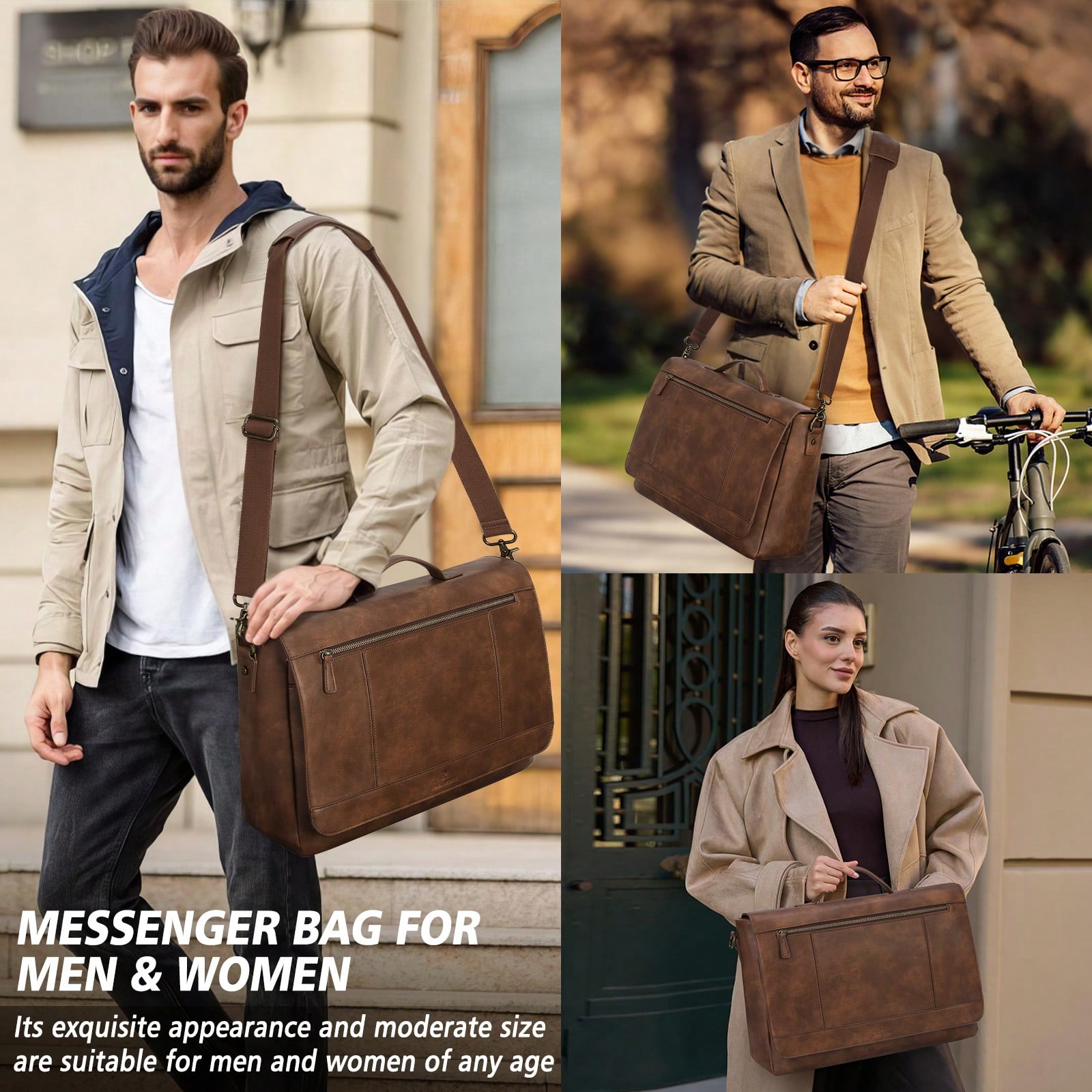 Leatherworking Classic - Leather Messenger Bag For Men 15.6