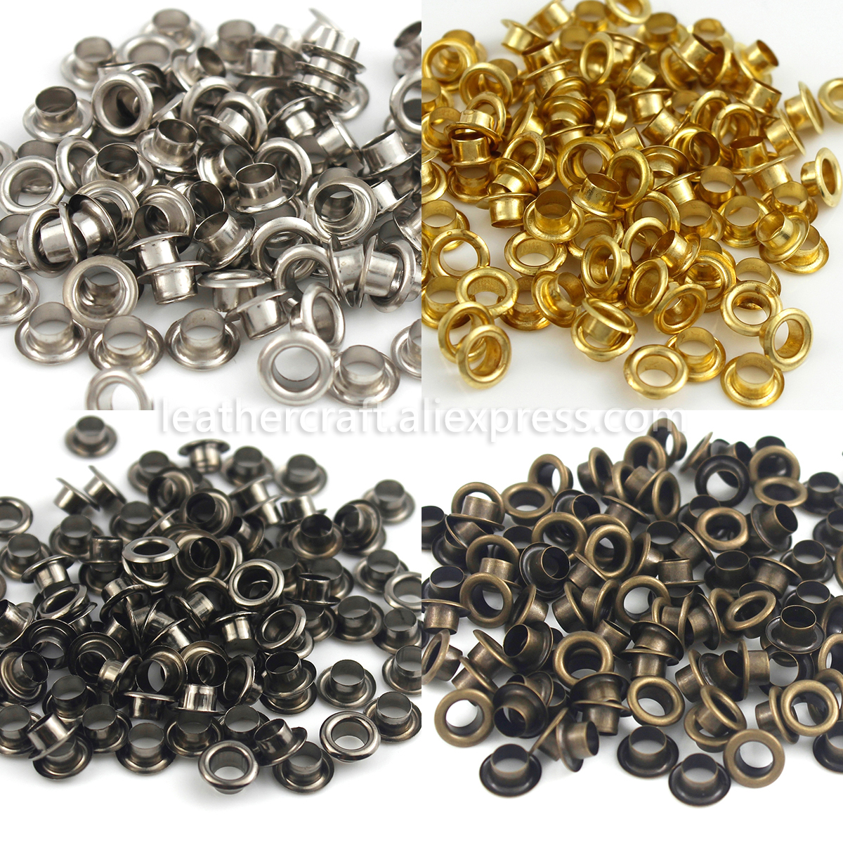 Leatherwork Eyelets - 100sets 4mm Brass Eyelet with Washer