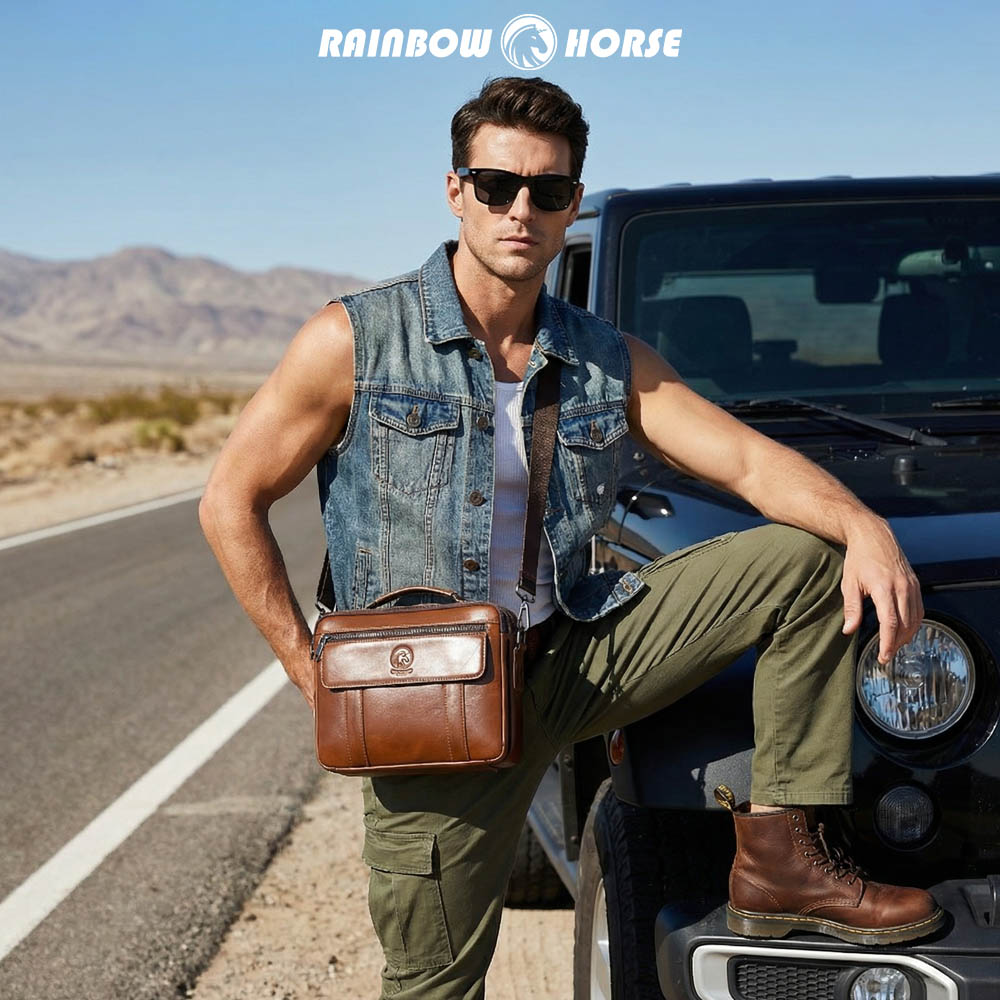 New men's mini crossbody bag,  - đánh giá và giá Leatherwork Thread