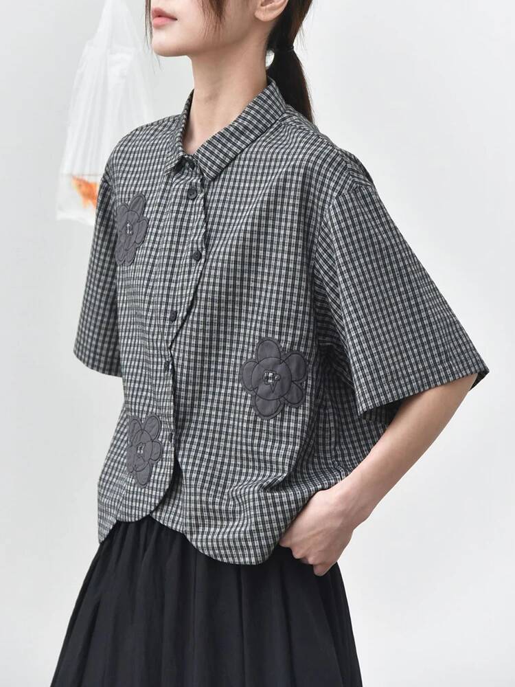 Green Plaid Women Flower Patch - đánh giá và giá Leatherwork Flowers