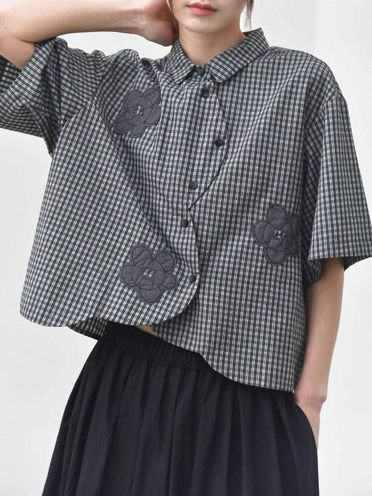 Green Plaid Women Flower Patch - đánh giá và giá Leatherwork Flowers