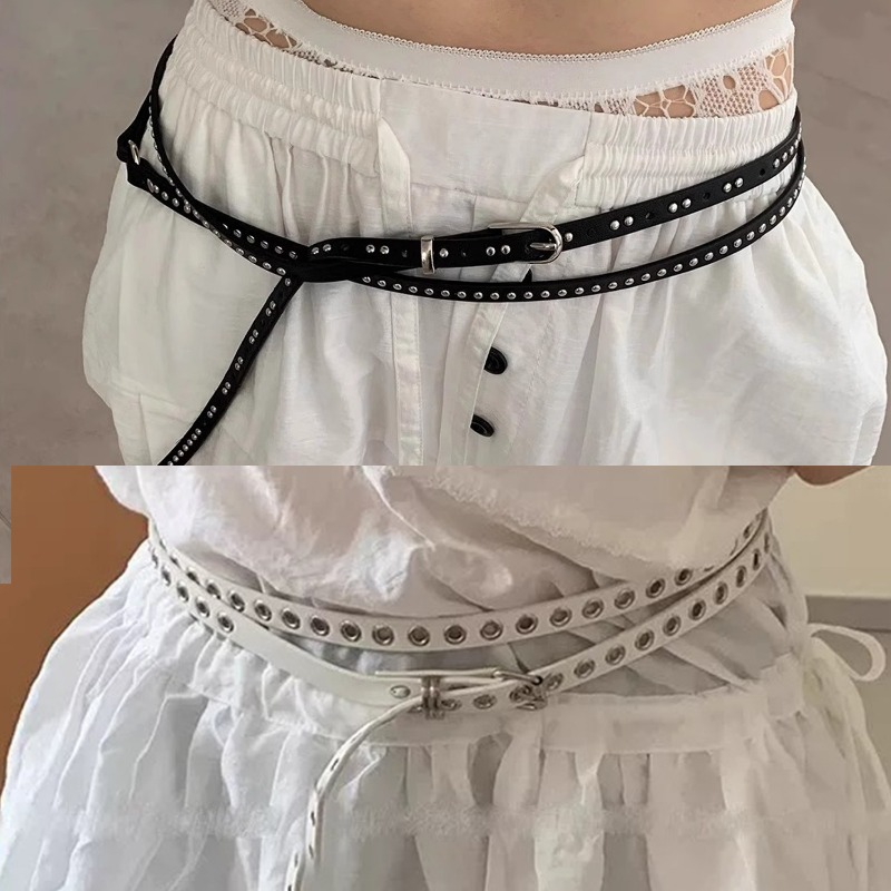 Punk Double Loop Thin Belt Ret - đánh giá và giá Leatherwork Eyelets