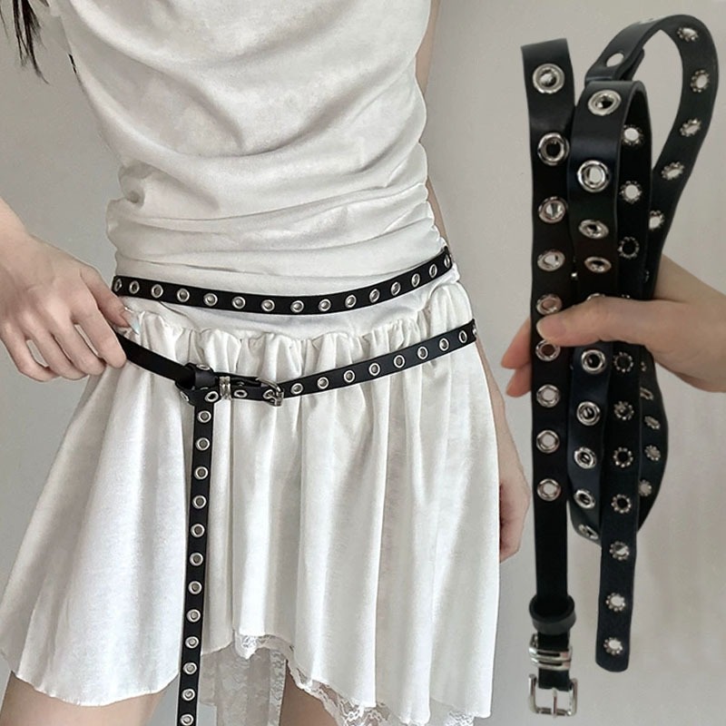 Punk Double Loop Thin Belt Ret - đánh giá và giá Leatherwork Eyelets
