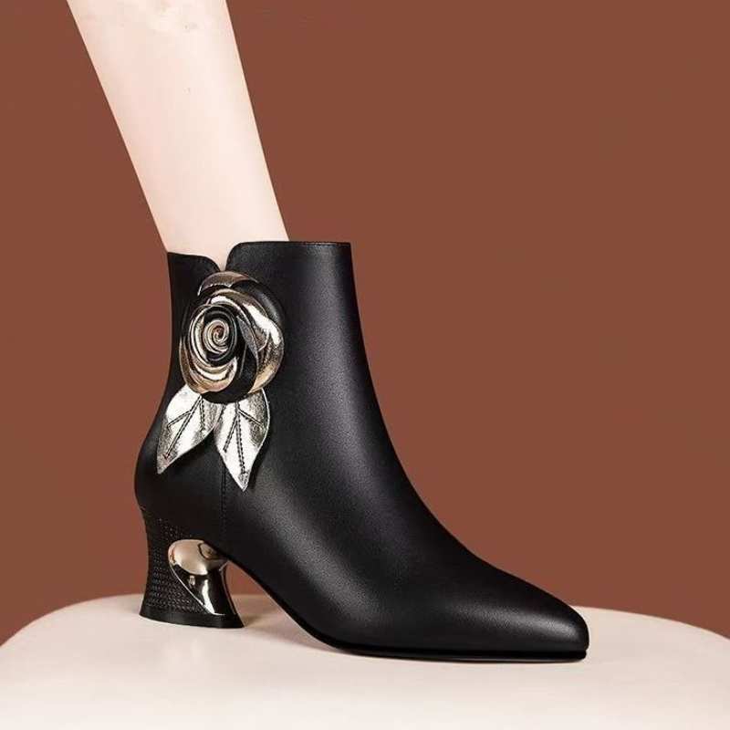 Autumn Winter Booties Leather  - đánh giá và giá Leatherwork Flowers